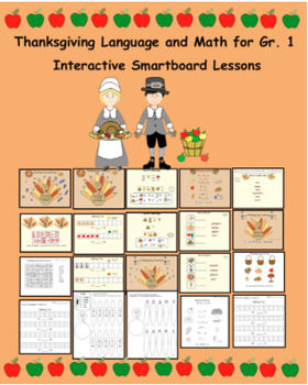 Preview of Interactive Thanksgiving Language/Math Activities for Smartboard Gr. 1