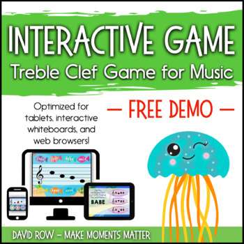 Preview of Interactive Treble Clef Game DEMO - Interactive Whiteboards, Tablets, or Online