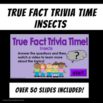 Preview of Interactive Trivia Digital Slides Activity for science, Living Things, Insects