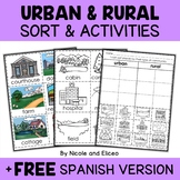 Rural and Urban Communities Sort Activities + FREE Spanish
