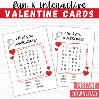 Interactive Valentine's Day cards- Word search by Teach Practically