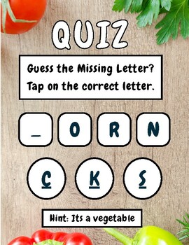 Preview of Interactive Vegetables Quiz Game | iPad Quiz Game | Interactive PDF