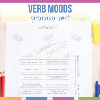 Preview of Interactive Verb Mood Sort & Grammar Game | Moods in Verbs Activity