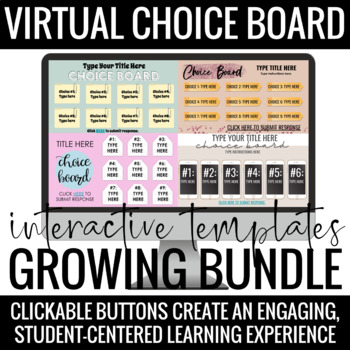 Preview of Interactive Virtual Choice Board Templates - Google Slides - GROWING BUNDLE