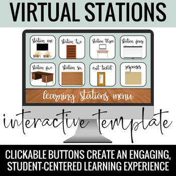 Preview of Interactive Virtual Learning Stations Template Google Slides - Classroom Theme