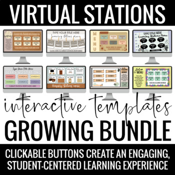 Preview of Interactive Virtual Learning Stations Templates Google Slides GROWING BUNDLE