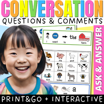 Preview of Conversation Questions & Comments with Visuals Speech Therapy Ask & Answer AAC