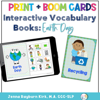 Preview of Interactive Vocab Book: Earth Day Print and Boom Cards™️