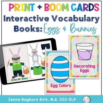 Preview of Interactive Vocab Book: Eggs and Bunnies Print with Boom Cards™️