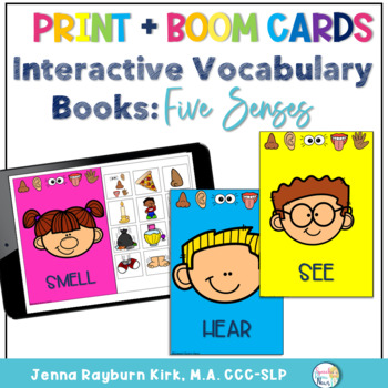 Preview of Interactive Vocabulary Book: Five Senses (Print + Boom Cards™️)