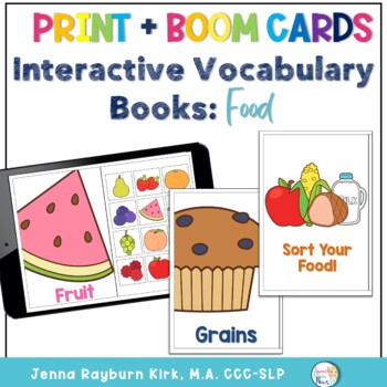 Preview of Interactive Vocabulary Book: Food Print with Boom Cards™️