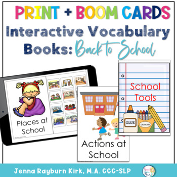 Preview of Interactive Vocabulary Books: Back to School Themed Print & Boom Decks
