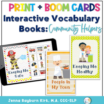 Preview of Interactive Vocabulary Books: Community Helpers Print and Boom Decks!