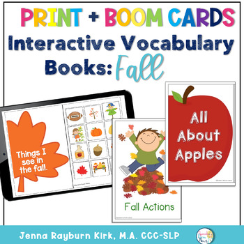 Preview of Interactive Vocabulary Books: Fall Theme Boom Decks + Print