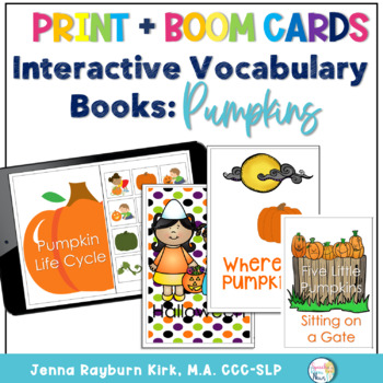 Preview of Interactive Vocabulary Books: Pumpkin Themes, Print & Boom Decks