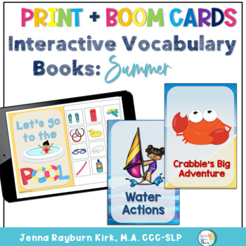 Preview of Interactive Vocabulary Books: Summer Fun Print and Boom Cards™️