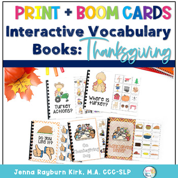 Preview of Interactive Vocabulary Books: Thanksgiving Print Print + Boom Cards