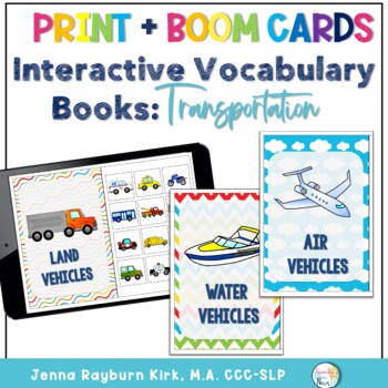 Preview of Interactive Vocabulary Books: Transportation Print with Boom Cards™️