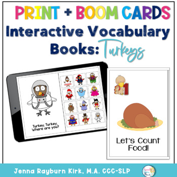 Preview of Interactive Vocabulary Books: Turkeys Print and Boom Cards™️