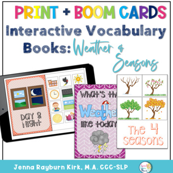 Preview of Interactive Vocabulary Books: Weather, Seasons Books (Print + Boom Cards™)