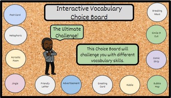 Preview of Interactive Vocabulary Choice Board (eLearning)