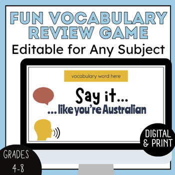 Preview of Interactive Vocabulary Practice 5th Grade Middle School Any Subject Editable