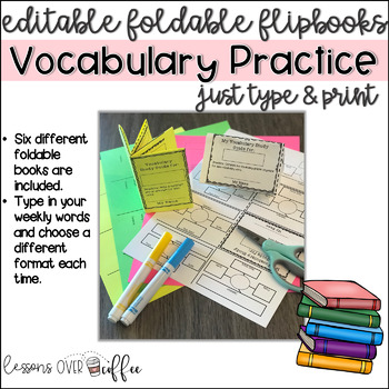 Preview of Interactive Vocabulary Practice: Editable Foldable Flipbook for ANY set of Words