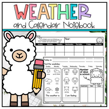 Preview of Interactive Calendar & Weather Notebook - Calendar Kindergarten & First Grade
