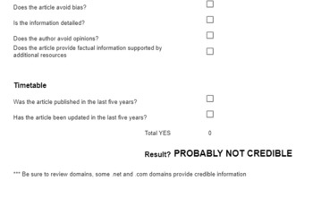 Preview of Interactive Website Credibility Checklist 