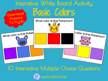 Preview of Interactive White Board Activity featuring Pokemon Go for Colors & Color Word