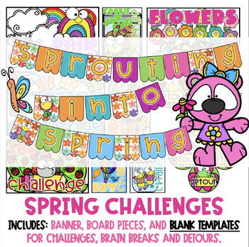 Preview of Spring | Interactive White Board Game Pieces & Worksheets | Editable Challenges