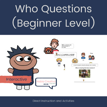 Preview of Interactive Who Questions Lesson (Beginner Level)