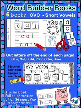 Preview of Interactive Word Building Books CVC Short Vowels Whimsy Workshop Teaching