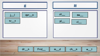 Preview of Interactive Word Sort ay/ai Spelling Pattern - Distance Learning & Google Slides