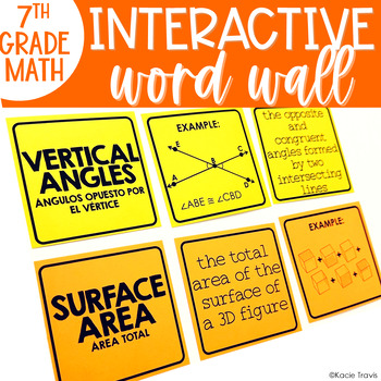 Preview of Interactive Word Wall Card Sort Geometry & Measurement Vocabulary 7th Grade Math