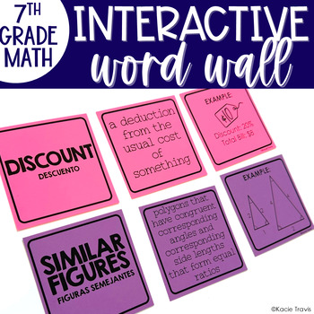 Preview of Interactive Word Wall Card Sort Ratios and Proportions 7th Grade Math