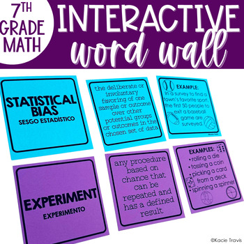 Preview of Interactive Word Wall Card Sort Statistics & Probability 7th Grade Math Vocab