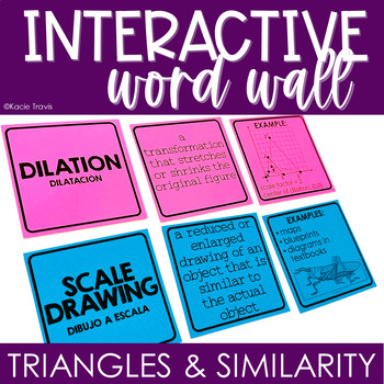 Preview of Interactive Word Wall Math Card Sort Triangles & Similarity Geometry Vocabulary
