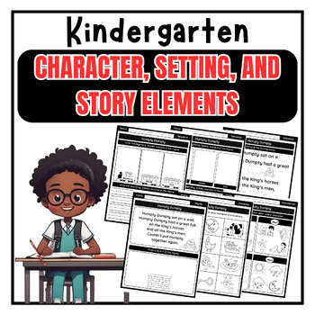 Preview of Interactive Worksheets for Characters, Setting,& Story Elements For Kindergarten