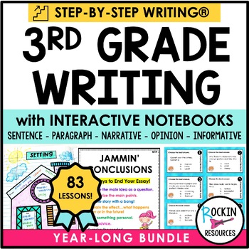 Preview of 3RD GRADE WRITERS WORKSHOP ELA FULL YEAR WRITING CURRICULUM INTERACTIVE NOTEBOOK