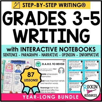 Preview of Full-Year Writer's Workshop Writing Curriculum Grades 3-5 Interactive Notebook