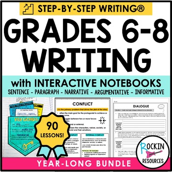Preview of PARAGRAPH WRITING - NARRATIVE - OPINION - INFORMATIVE INTERACTIVE NOTEBOOK 6-8