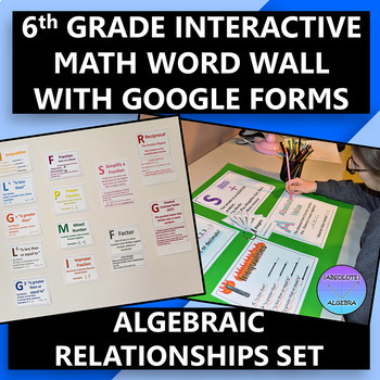 Preview of Interactive and Digital 6th Grade Math Word Wall Algebraic Relationships