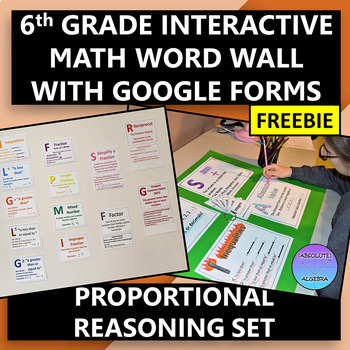 Preview of Interactive and Digital 6th Grade Word Wall Proportions Set FREE 