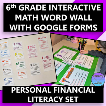 Preview of Interactive and Digital 6th Math Word Wall Financial Literacy