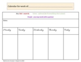 Interactive - editable weekly lesson calendar 