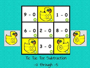Preview of Interactive flipchart Tic Tac Toe Subtraction Minus 0 to Minus 5 Math Centers