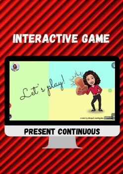 Preview of Interactive game (Genially). Present continuous. What is she doing?