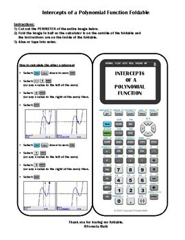 Pleated climate Permanently TI-84 Graphing Calculator Foldable: Intercepts of a Polynomial Function