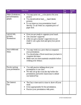 Preview of Interest Fair Project Planner for ElementaryMontessori